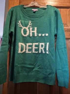 Laura Scott Green 'OH... DEER!' Crew Neck Holiday Sweater